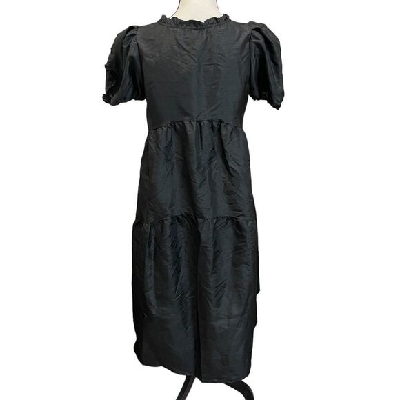 Kika Vargas x Target Black Tiered Ruffle Edge Puff Sleeve Midi Dress - Picture 6 of 6